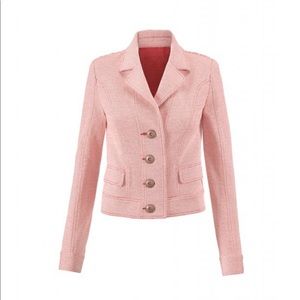 CAbi Pink Textured Cropped Blazer Jacket